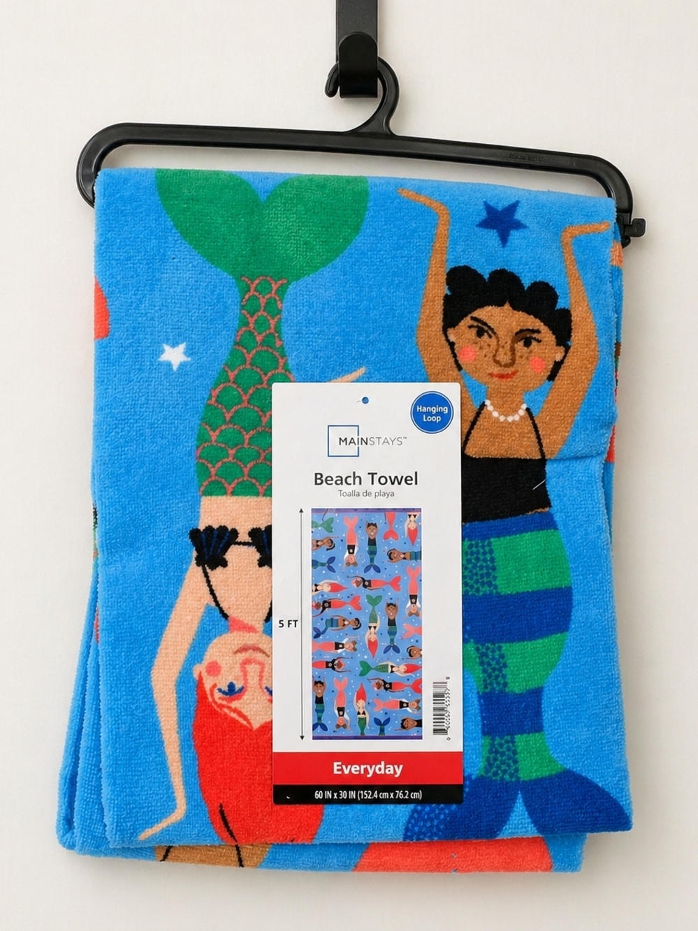 Mainstays Mermaid Beach Towel Cotton Polyester 60x30 IN New NWT